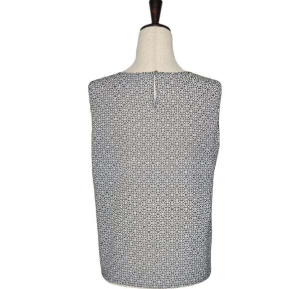 Calvin Klein Black & White Patterned Keyhole Closure Sleeveless Blouse Size M - Picture 4 of 7